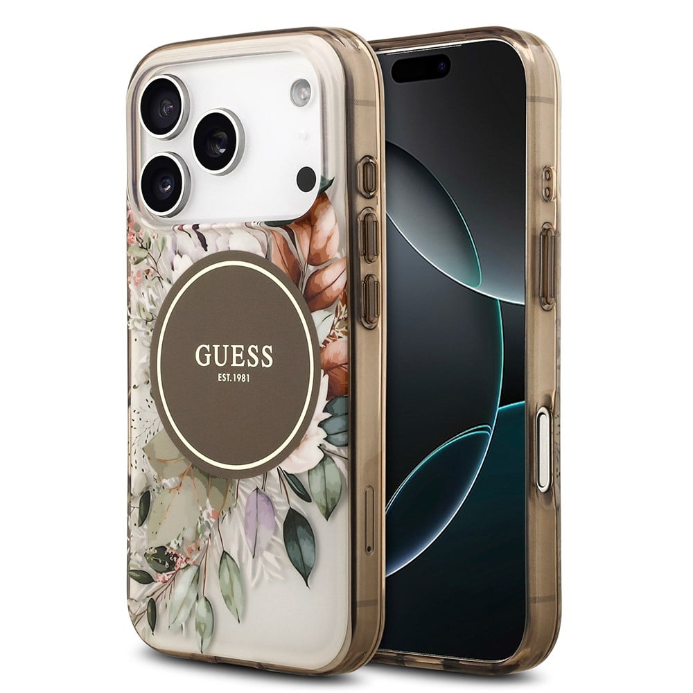Apple iPhone 17 Pro Kılıf Guess Orjinal Lisanslı M-safe Şarj Özellikli Flower Tonal Circle Kapak