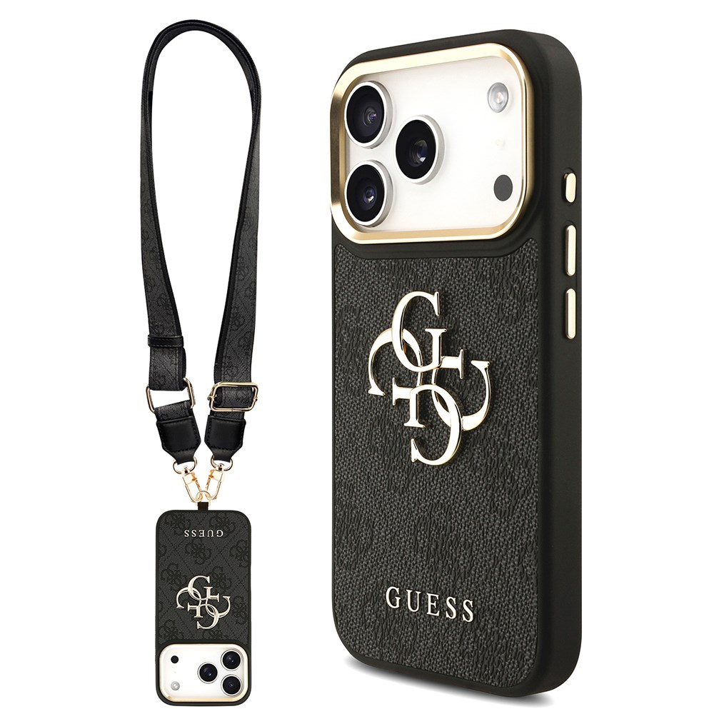 Apple iPhone 17 Pro Kılıf Guess Orjinal Lisanslı 4G Büyük Metal Logolu Kalın Askılı Kapak
