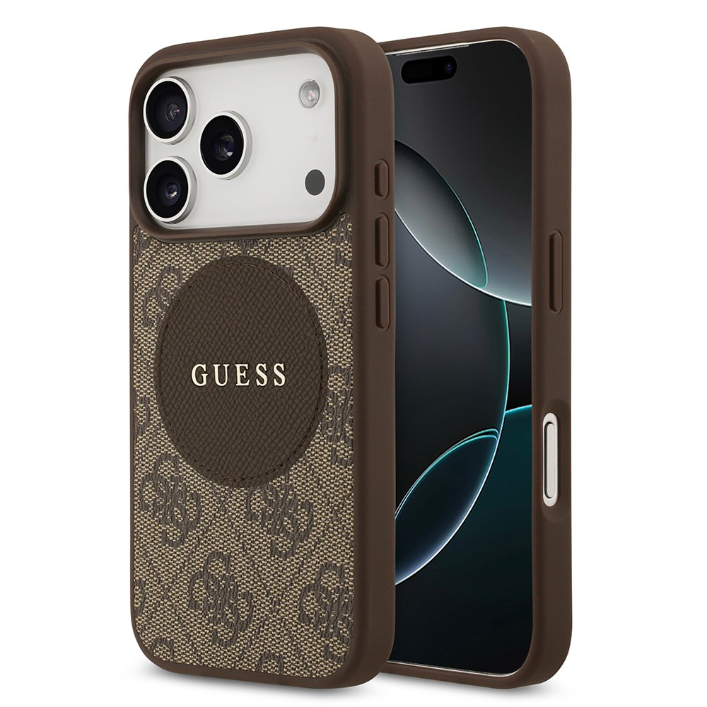 Apple iPhone 17 Pro Kılıf Guess Orjinal Lisanslı M-safe Şarj Özellikli Yazı Logolu Circle Classic Kapak