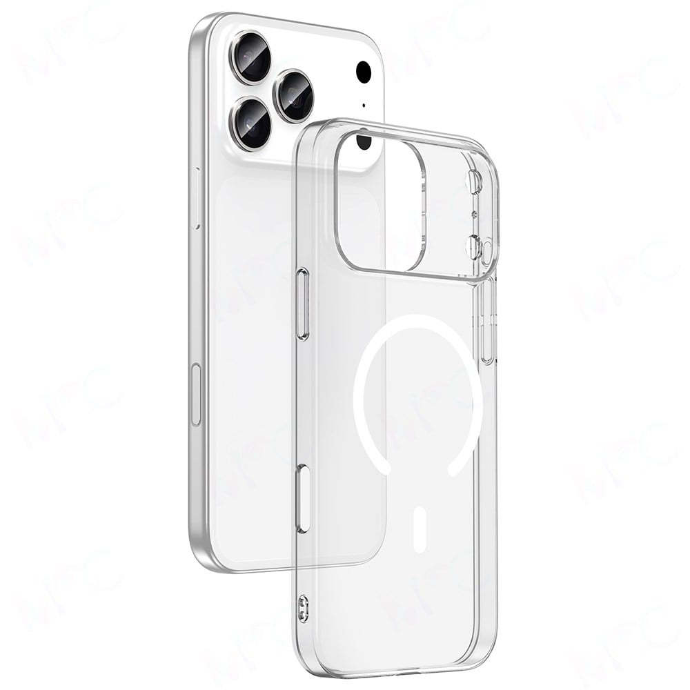 Apple iPhone 17 Pro Kılıf IC Çipli M-Safe Şarj Özellikli Şeffaf Kamera Çerçeveli Zore Toledo Kapak