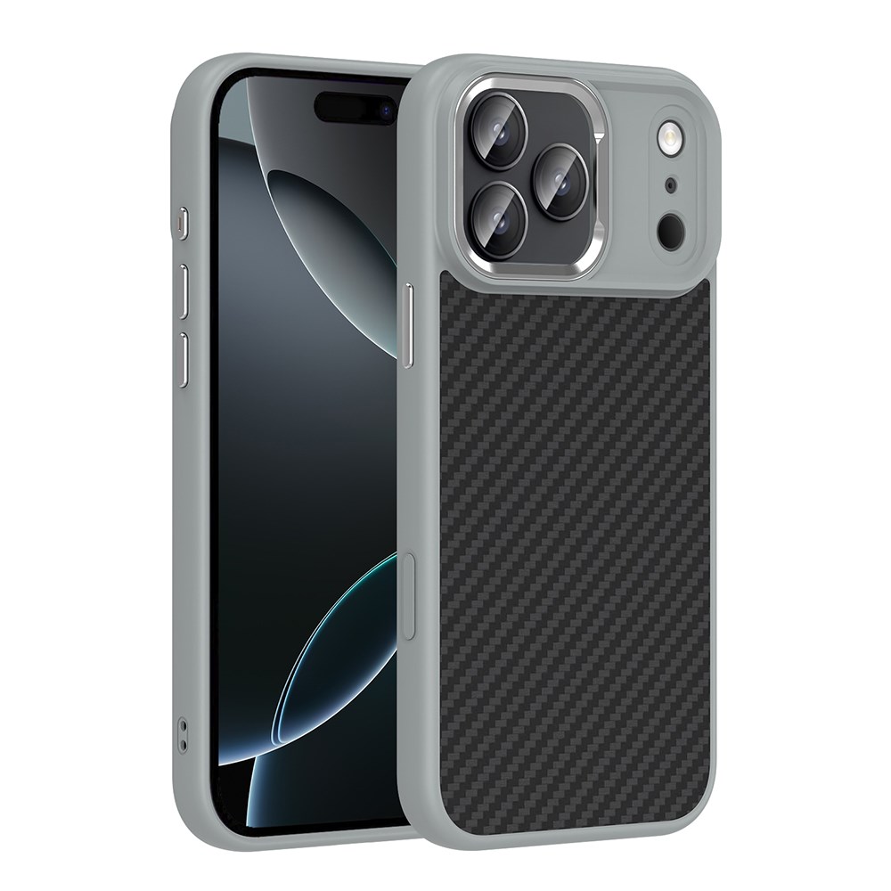 Apple iPhone 17 Pro Kılıf M-Safe Şarj Özellikli Karbon Fiber Görünümlü Zore Truva Silikon Kapak