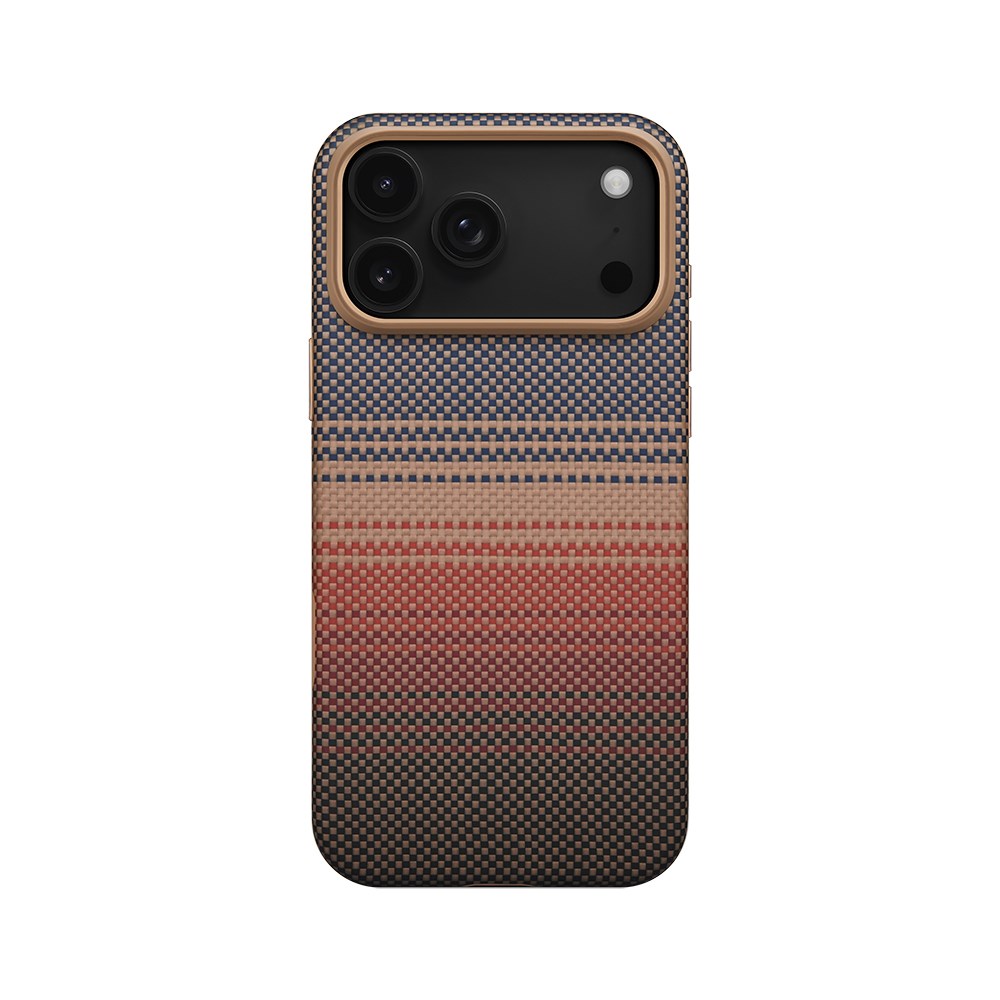 Apple iPhone 17 Pro Kılıf M-safe Şarj Özellikli Aramid Fiber Pitaka Military-Grade Sunset-Moonrise Serisi Kapak