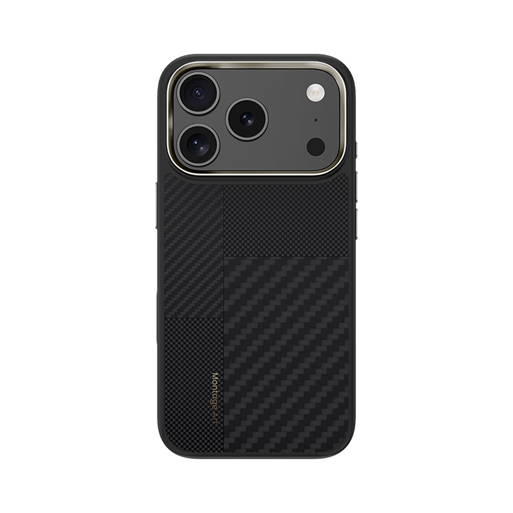 Apple iPhone 17 Pro Kılıf M-safe Şarj Özellikli Karbon Fiber Benks Montage Hybrid ArmorPro Kevlar Kapak