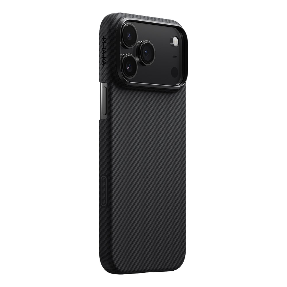 Apple iPhone 17 Pro Kılıf M-safe Şarj Özellikli 1500D Aramid Fiber Pitaka Ultra-Slim Classic Serisi Black-Grey Twill Kapak