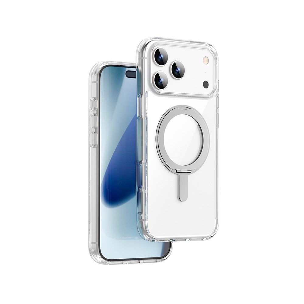 Apple iPhone 17 Pro Kılıf M-safe Şarj Özellikli  Wiwu MCC-201 iShield Ultra Serisi Standlı Crystal Sert PC Kapak