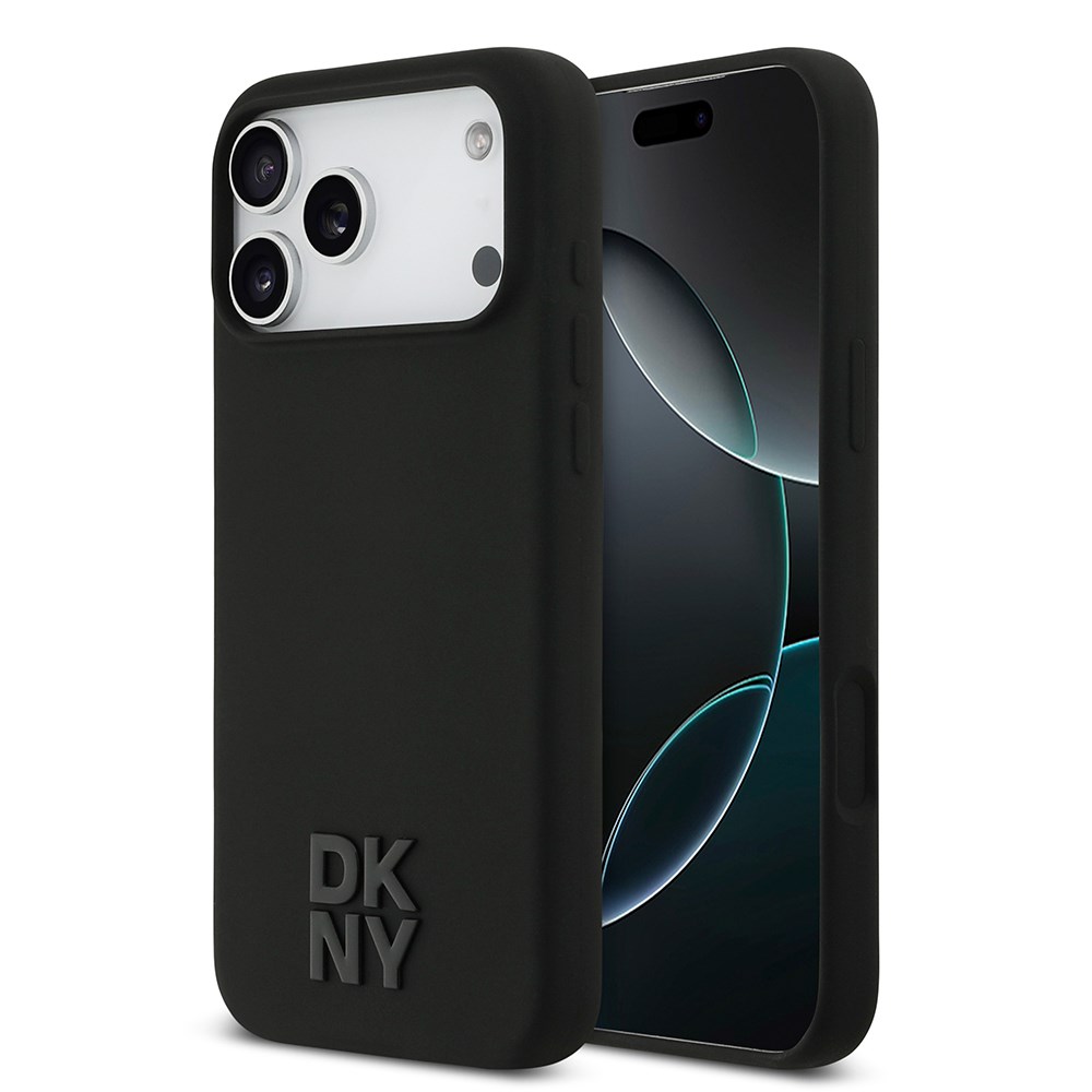Apple iPhone 17 Pro Max Kılıf DKNY Orjinal Lisanslı M-safe Şarj Özellikli Metal Logolu Silikon Kapak