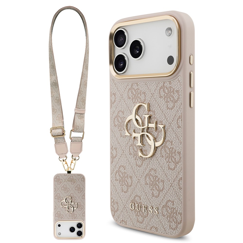 Apple iPhone 17 Pro Max Kılıf Guess Orjinal Lisanslı 4G Büyük Metal Logolu Kalın Askılı Kapak