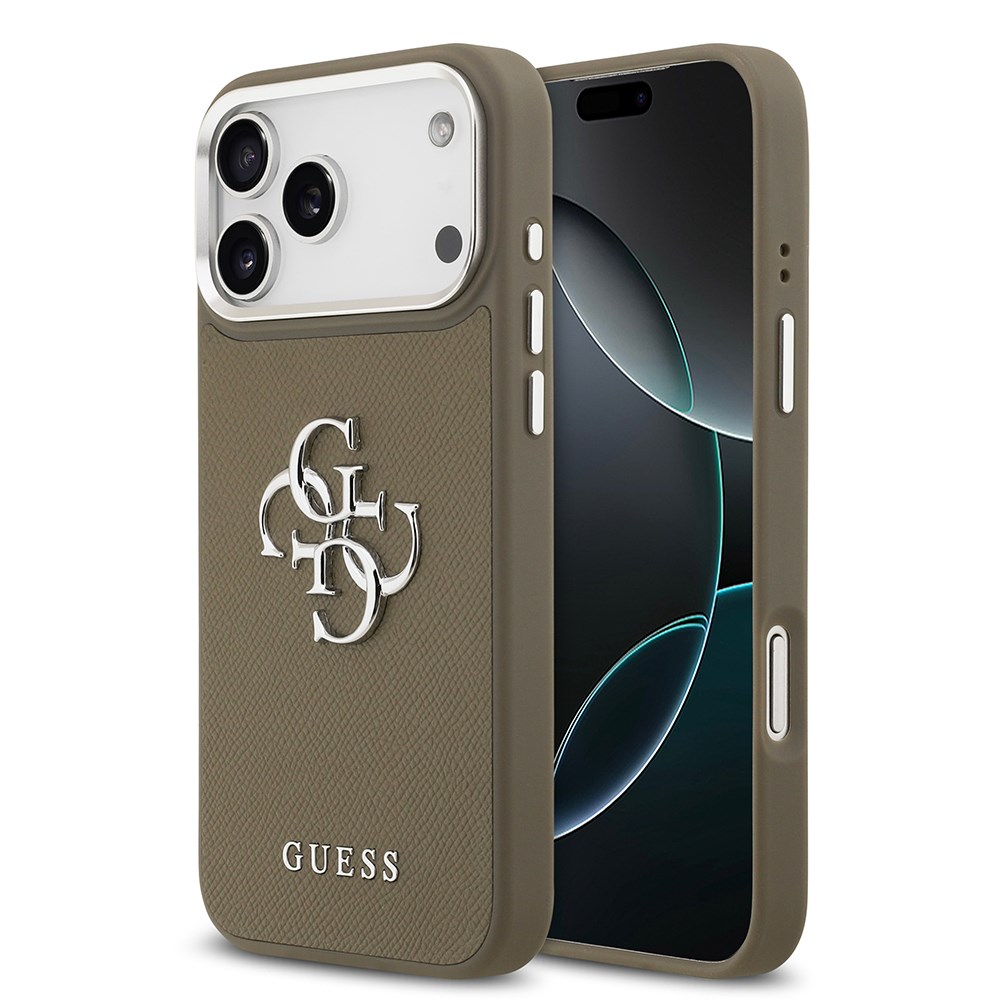 Apple iPhone 17 Pro Max Kılıf Guess Orjinal Lisanslı Grained 4G Metal Büyük Logolu Kapak