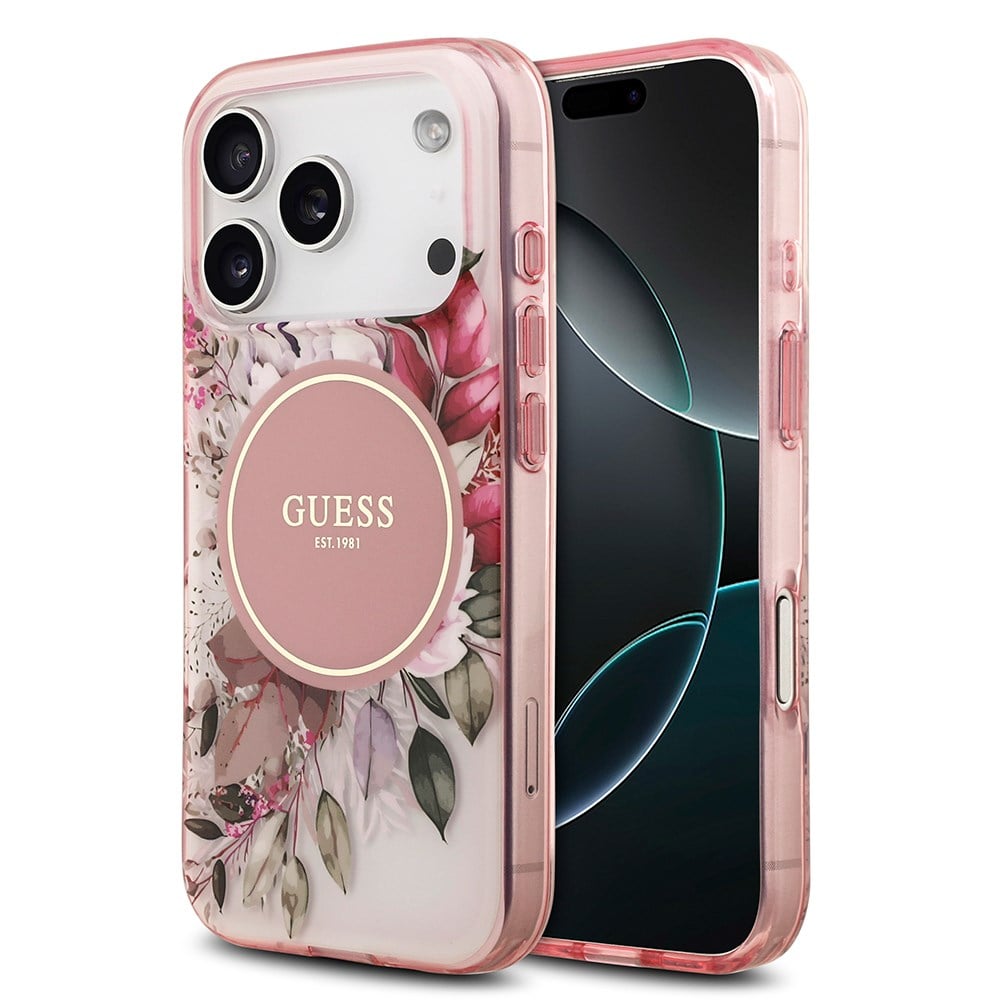 Apple iPhone 17 Pro Max Kılıf Guess Orjinal Lisanslı M-safe Şarj Özellikli Flower Tonal Circle Kapak