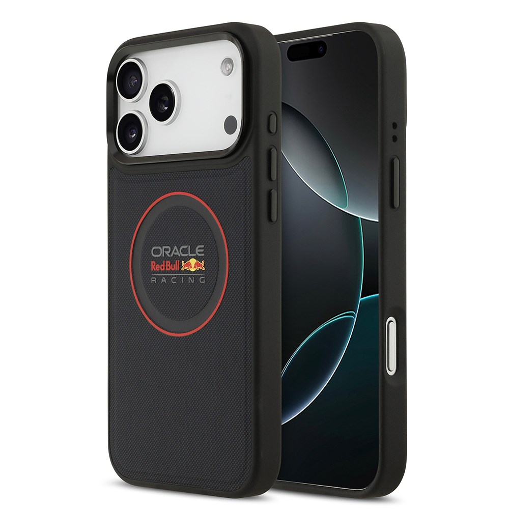 Apple iPhone 17 Pro Max Kılıf Redbull Orjinal Lisanslı M-safe Şarj Özellikli Kırmızı Halka ve Logo Kabartmalı PU Deri Kapak