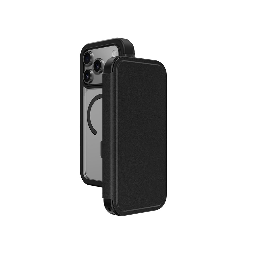 Apple iPhone 17 Pro Max PU Kartlıklı Kapaklı Amazingthing Glamour Foilo Serisi Kılıf