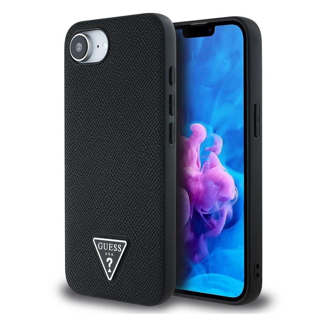 Apple iPhone 17E Kılıf Guess Orjinal Lisanslı M-safe Şarj Özellikli Grained Triangle Kapak