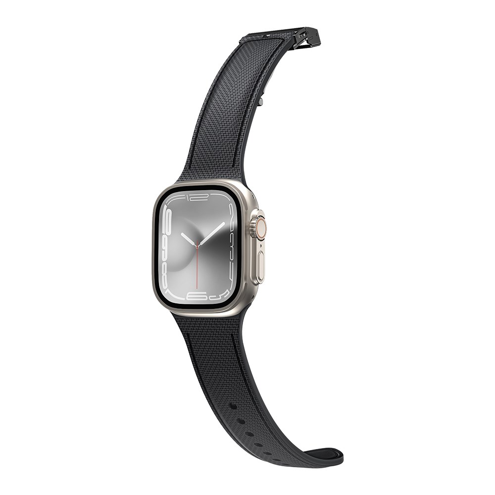 Apple Watch 7 45mm Amazingthing Titan Swift Deri Dokulu Silikon Kordon