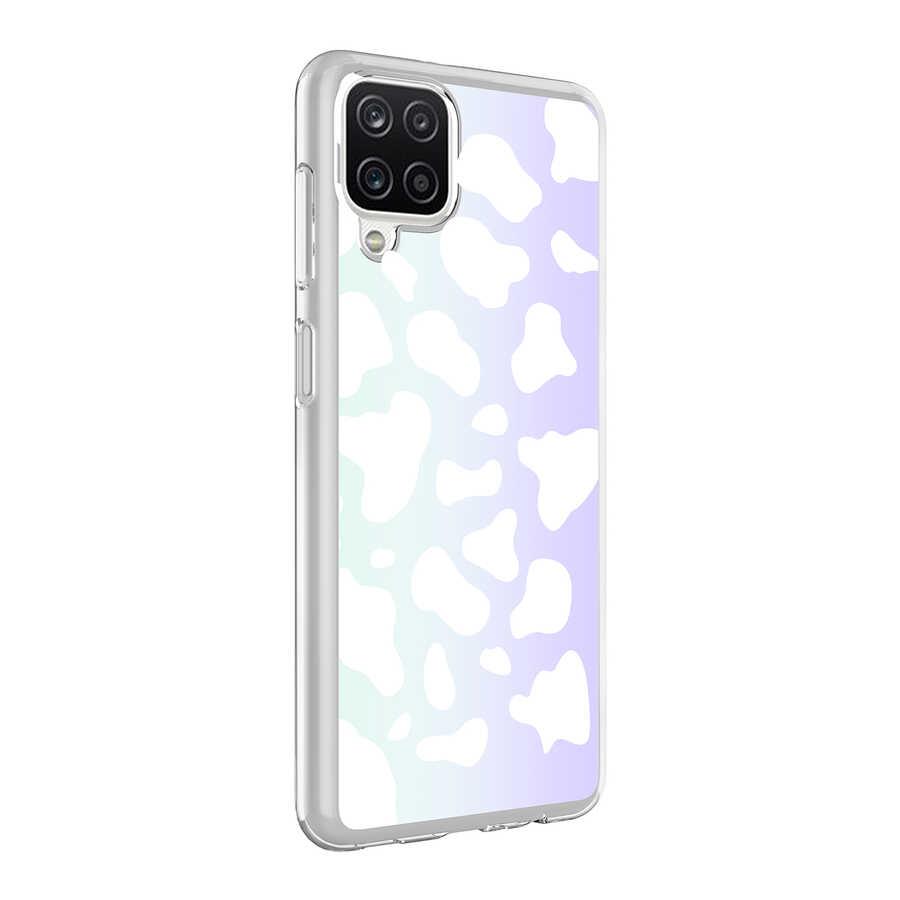Galaxy A12 Kılıf Zore M-Blue Desenli Kapak