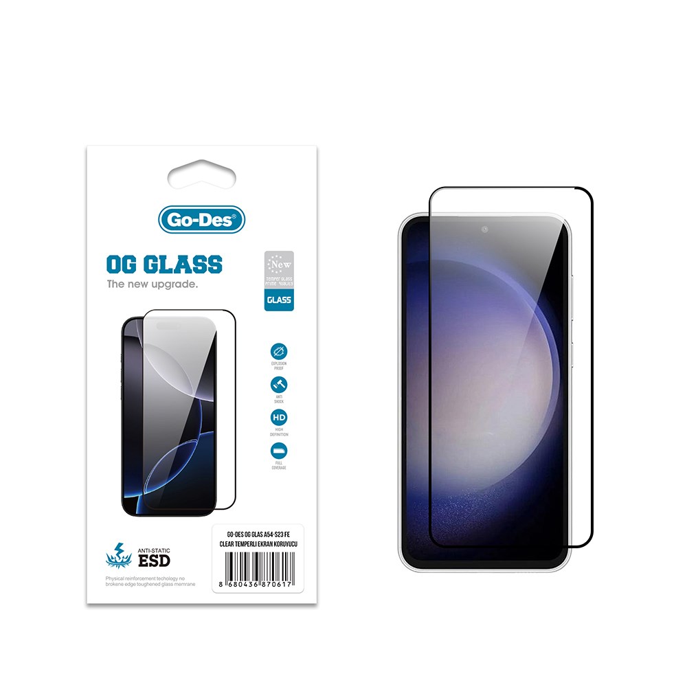 Galaxy A54 Go Des OG Glass Antistatik Temperli Cam Ekran Koruyucu