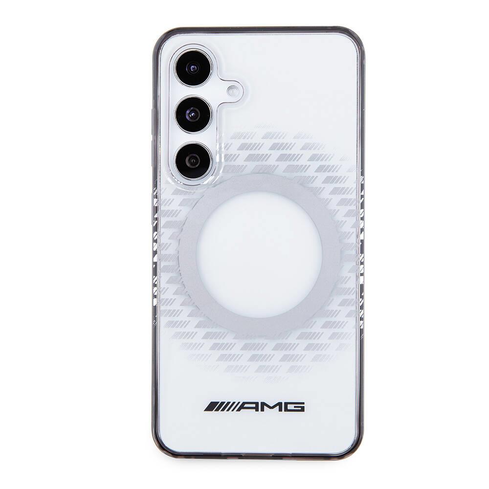 Galaxy S24 Kılıf AMG Orjinal Lisanslı M-safe Şarj Özellikli Eşkenar Dörtgen Desenli Transparan Kapak