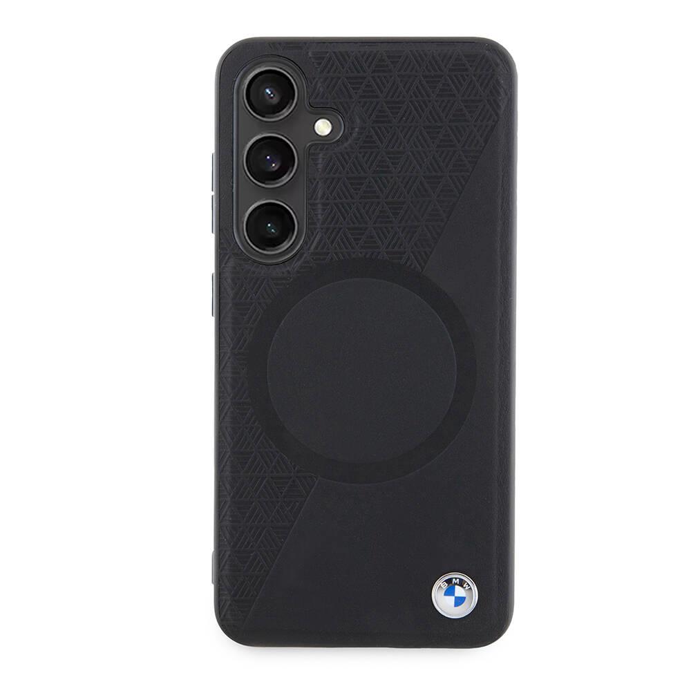 Galaxy S24 Kılıf BMW Orjinal Lisanslı M-safe Şarj Özellikli Yarım Dokulu Circle Leather Kapak