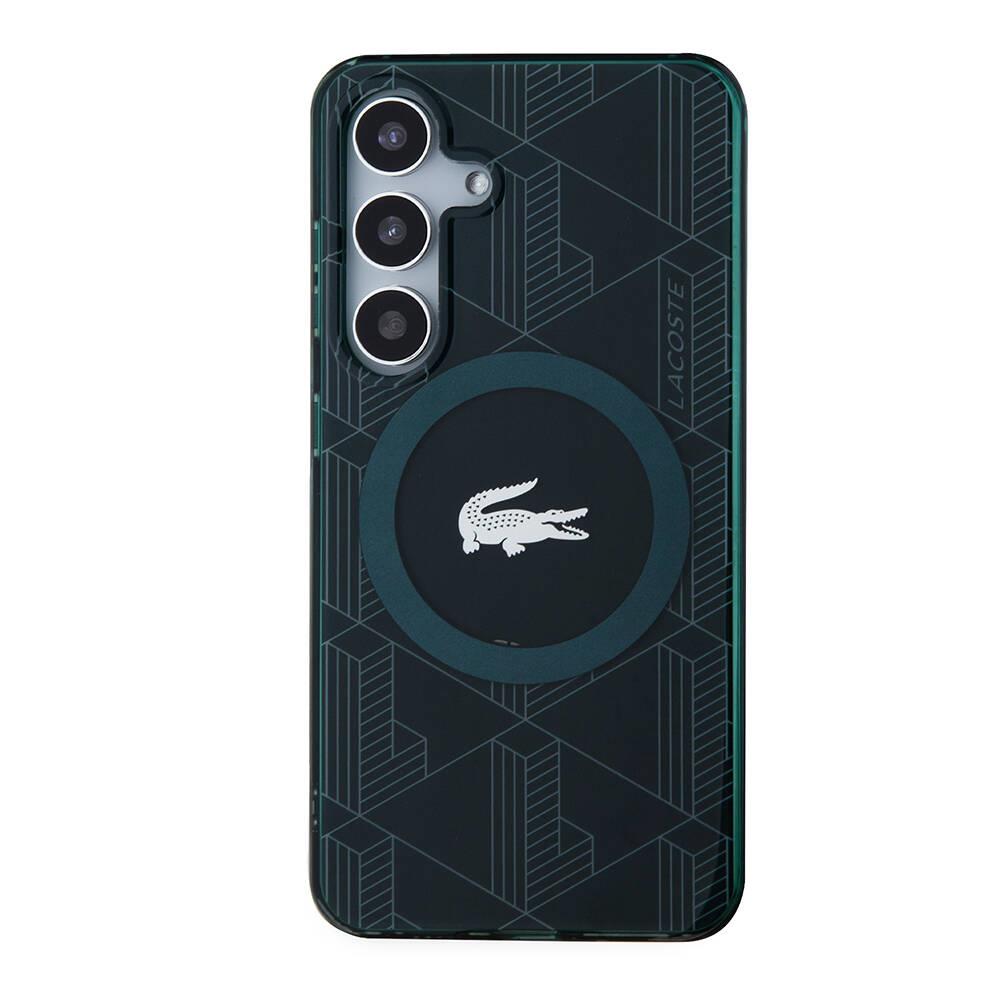 Galaxy S24 Kılıf Lacoste Orjinal Lisanslı M-safe Şarj Özellikli Çift Katmanlı Timsah Logolu Blend Monogram Kapak
