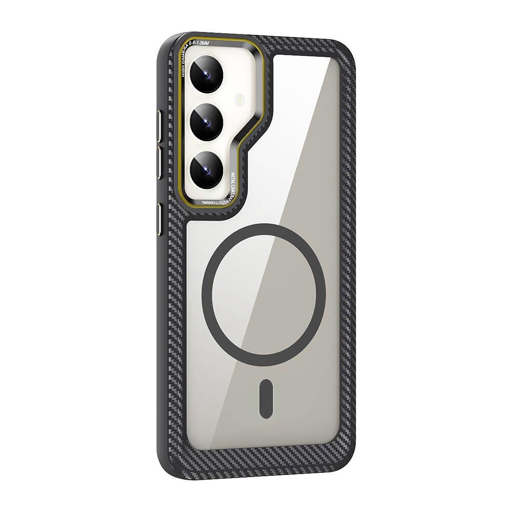 Galaxy S24 Plus Kılıf M-safe Şarj Özellikli Sert PC Karbon Fiber Kenar Tasarımlı Zore Libero Kapak