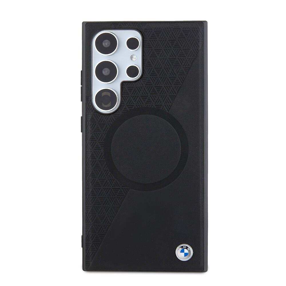 Galaxy S24 Ultra Kılıf BMW Orjinal Lisanslı M-safe Şarj Özellikli Yarım Dokulu Circle Leather Kapak