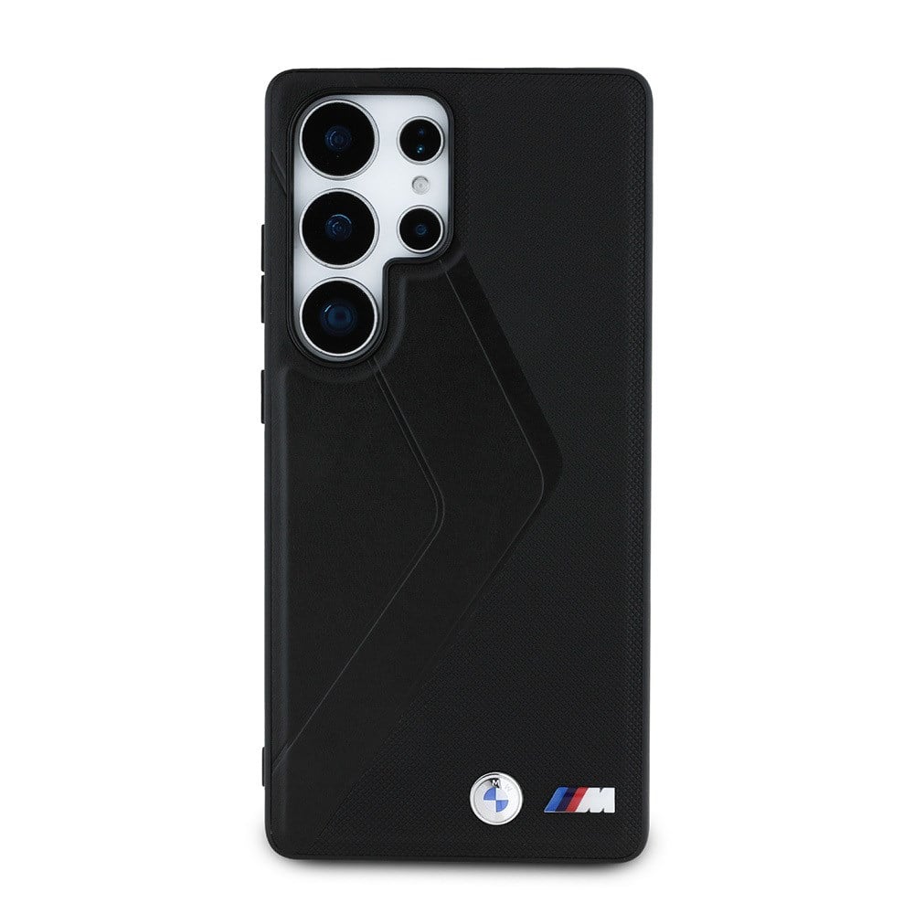 Galaxy S25 Ultra Kılıf BMW Orjinal Lisanslı M-safe Şarj Özellikli M Logolu Oversize Çizgili PU Deri Kapak