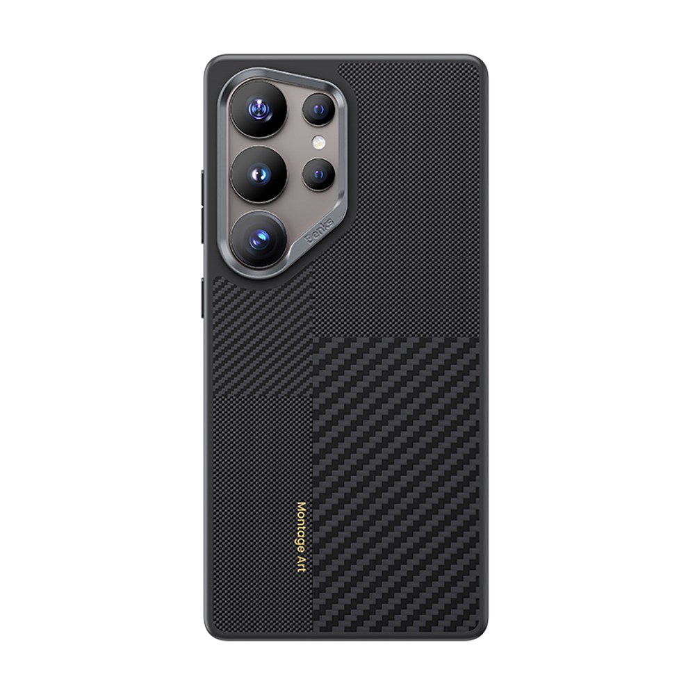 Galaxy S25 Ultra Kılıf M-safe Şarj Özellikli Karbon Fiber Benks Montage Hybrid ArmorPro Kevlar Kapak