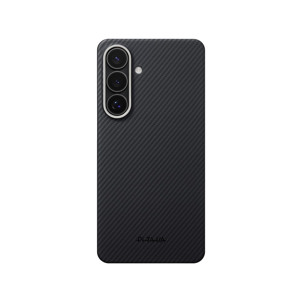 Galaxy S26 Kılıf M-safe Şarj Özellikli 600D Aramid Fiber Pitaka Edge Serisi Black-Grey Twill Kapak