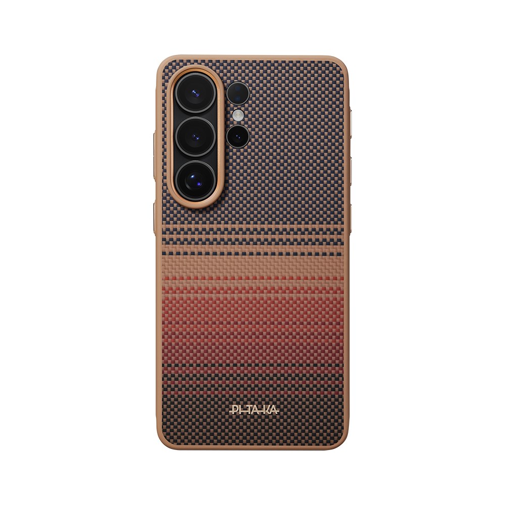 Galaxy S26 Ultra Kılıf M-safe Şarj Özellikli Pitaka Tactile Woven Sunset-Moonrise Aramid Cairn Serisi Kapak