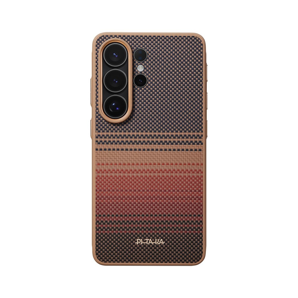 Galaxy S26 Ultra Kılıf M-safe Şarj Özellikli Pitaka Tactile Woven Sunset-Moonrise Aramid Cairn Serisi Kapak