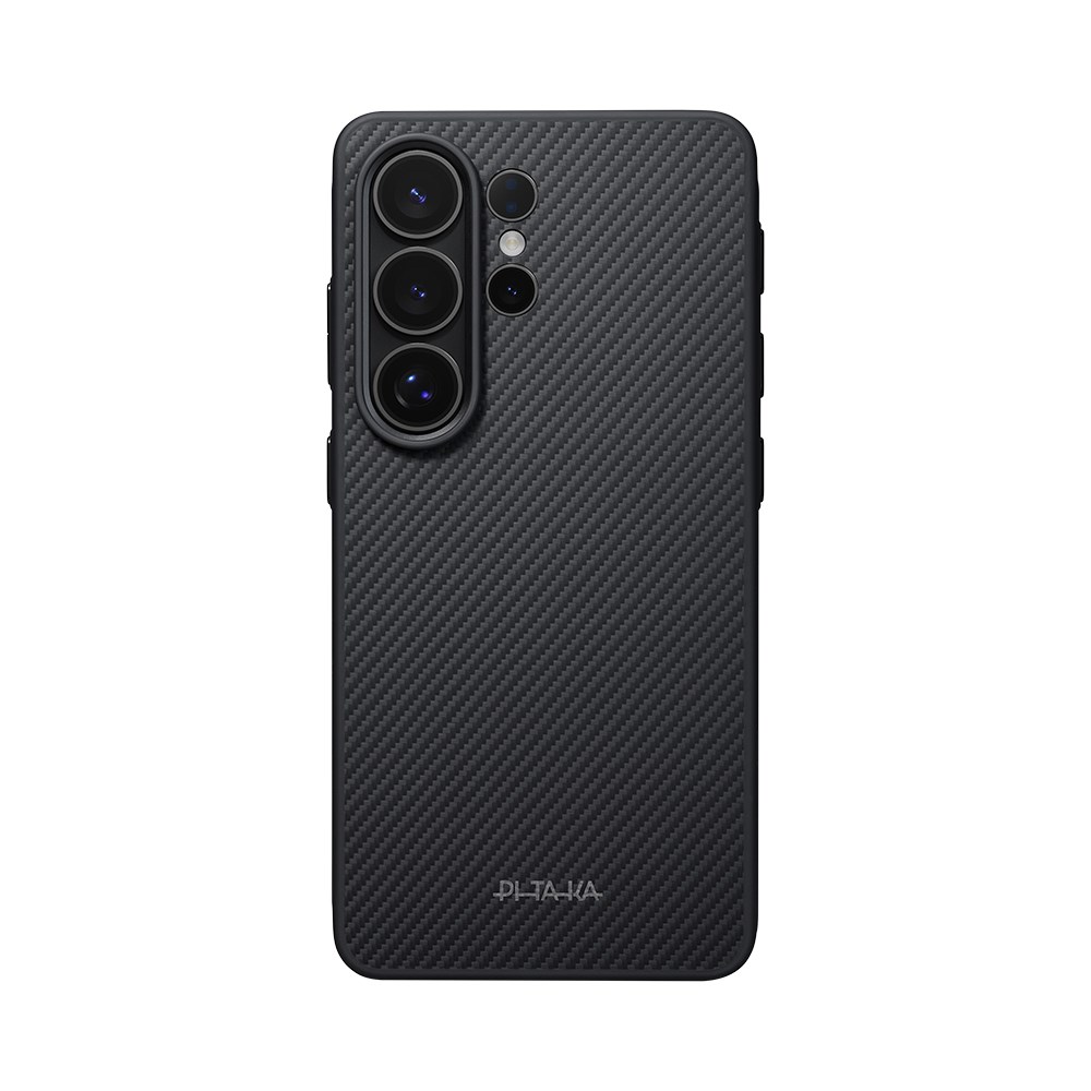 Galaxy S26 Ultra Kılıf M-safe Şarj Özellikli 600D Aramid Fiber Pitaka Cairn Serisi Black-Grey Twill Kapak