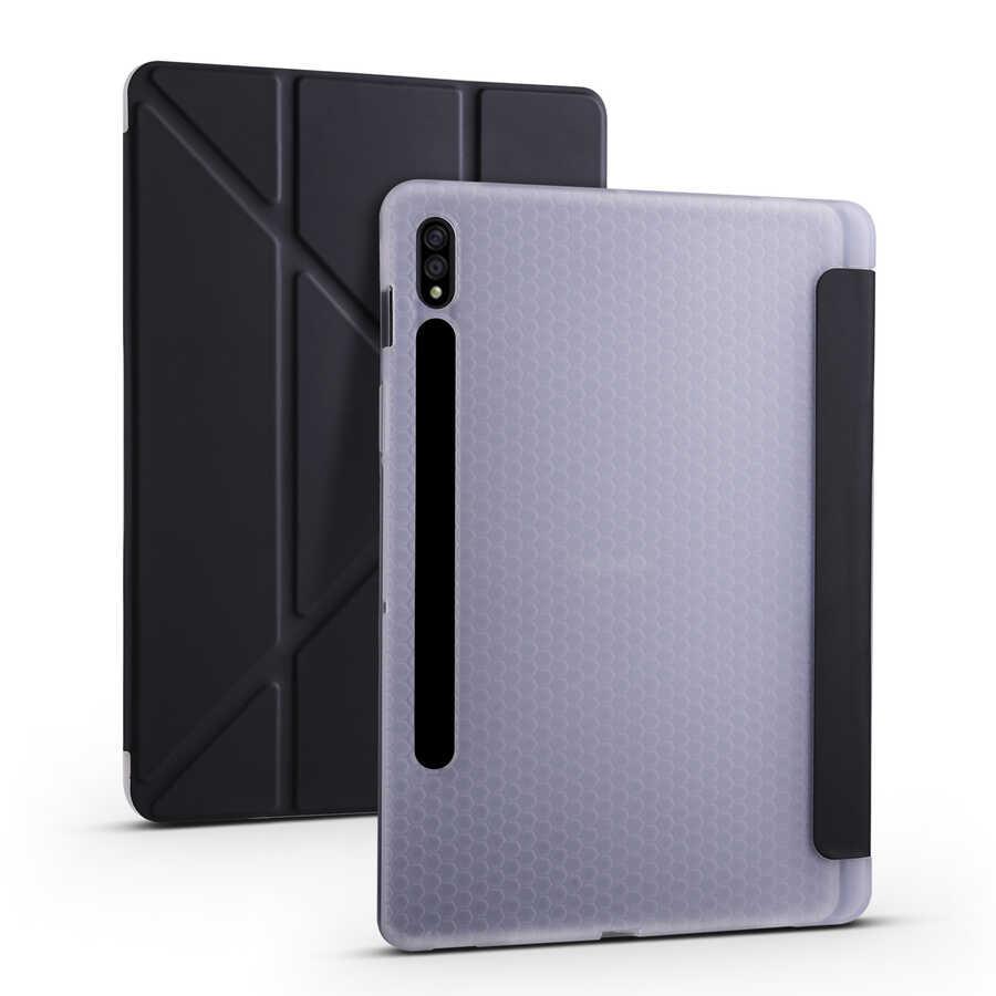 Galaxy Tab S7 T870 Kılıf Zore Tri Folding Kalem Bölmeli Standlı Kılıf