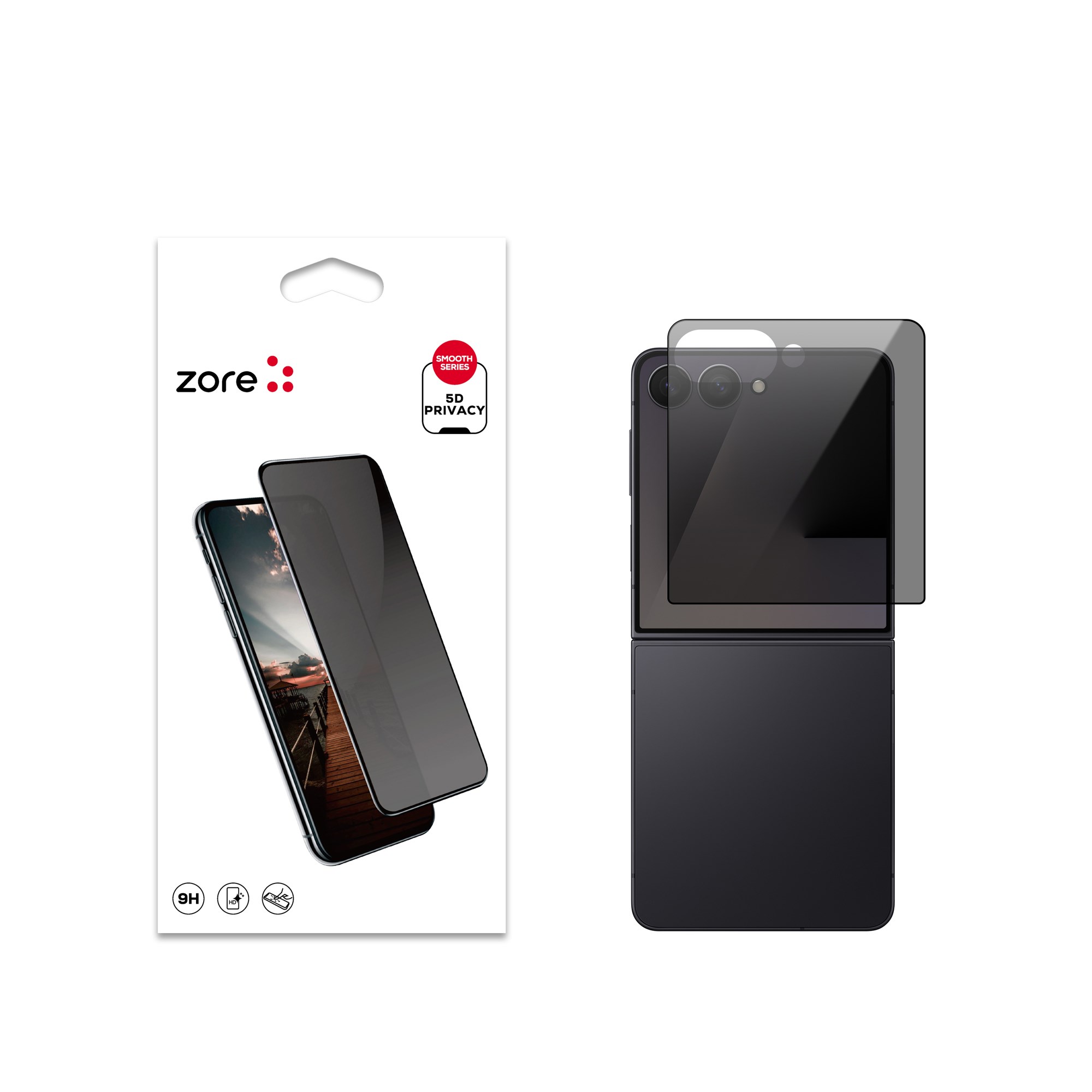 Galaxy Z Flip 7 Zore New 5D Privacy Temperli Ekran Koruyucu