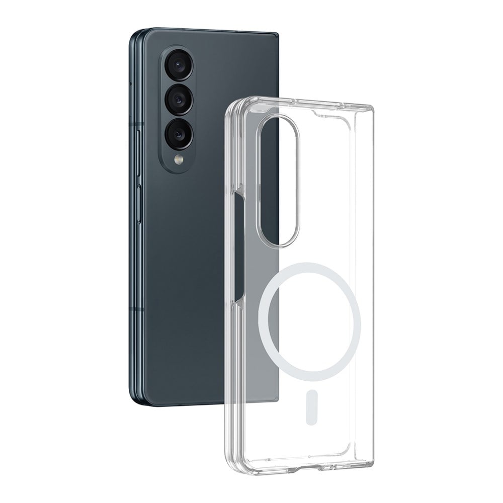Galaxy Z Fold 4 Kamera Korumalı M-Safe Şarj Özellikli Şeffaf Zore London Sert PC Kapak