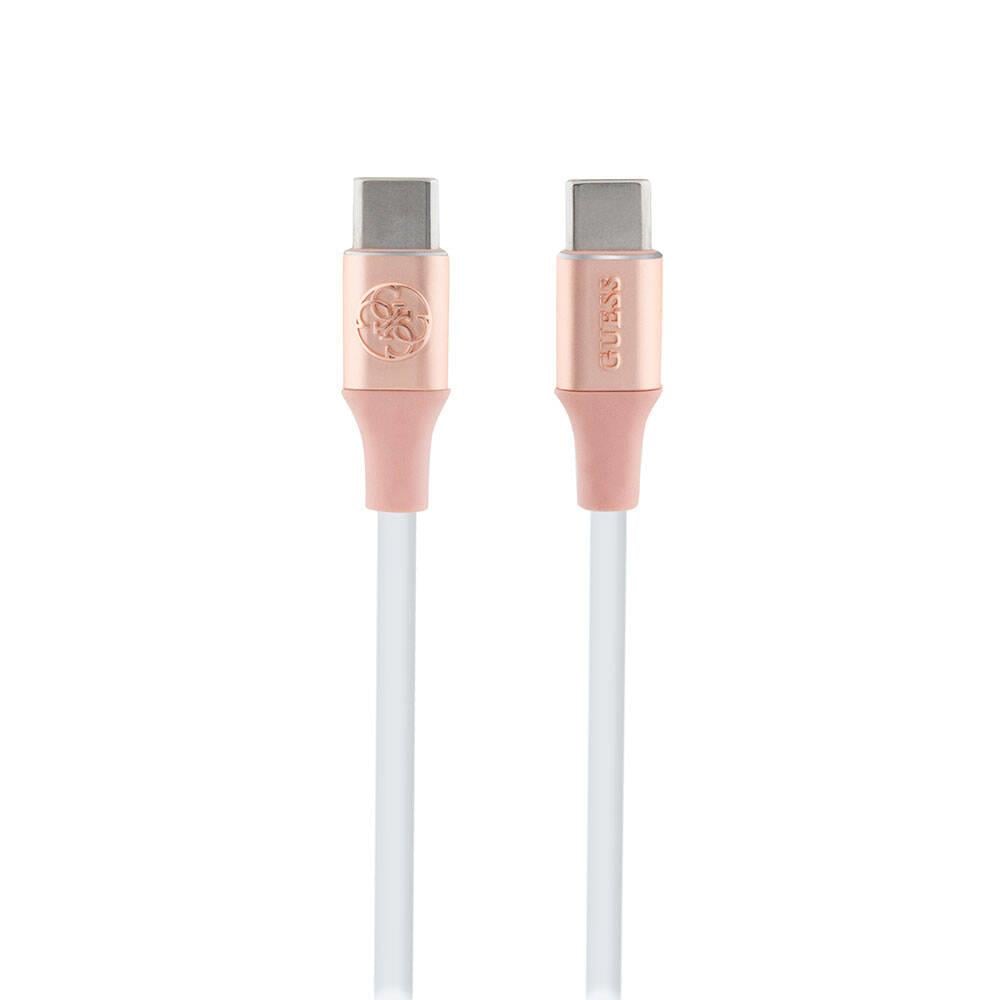 Guess Orjinal Lisanslı 4G ve Yazı Logolu Aydınlatmalı Kablo Ucu Hızlı Şarj Özellikli Type-C To Type-C PD Kablo 3A 1.5m