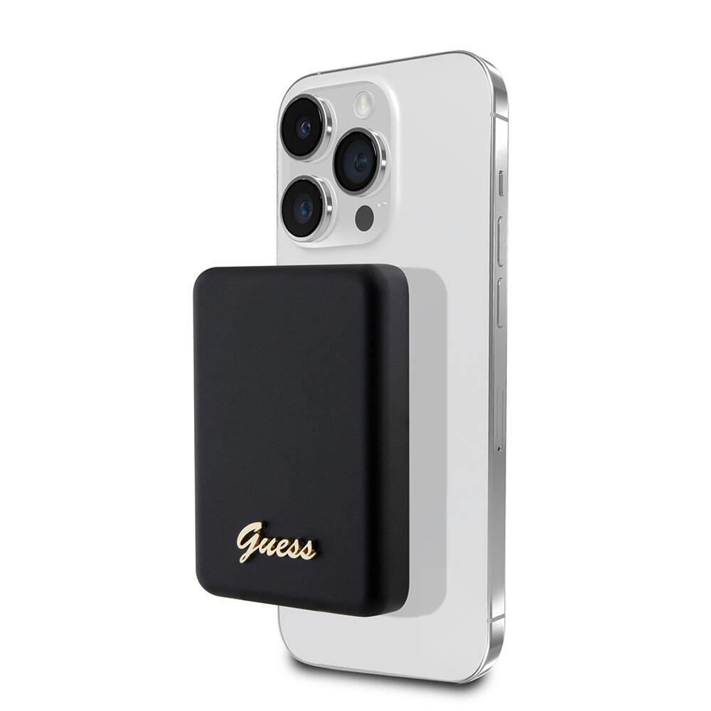 Guess Orjinal Lisanslı M-safe Şarj Özellikli Metal Yazı Logolu Powerbank 5000mAh 15W