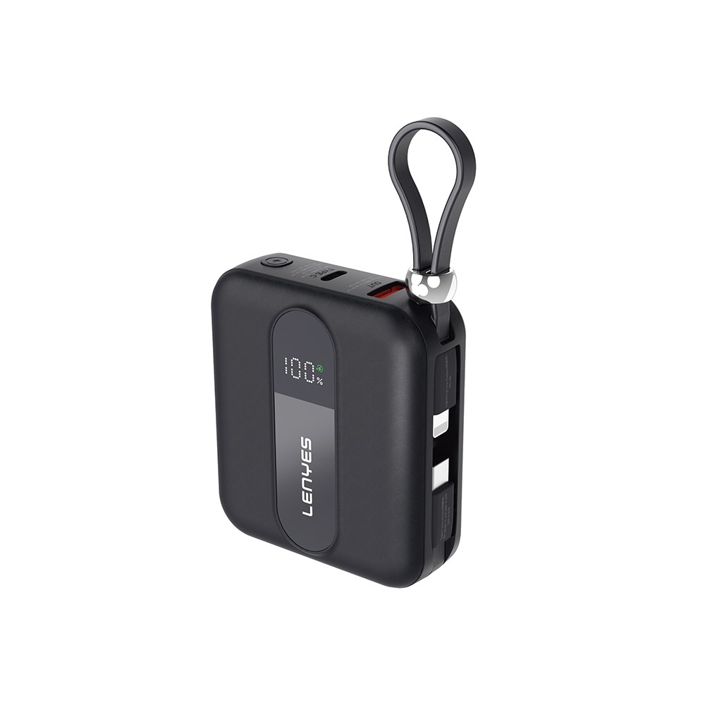 Lenyes P562L Dijital LED Göstergeli Type-C ve Lightning Kablolu Powerbank 22.5W 10000mAh