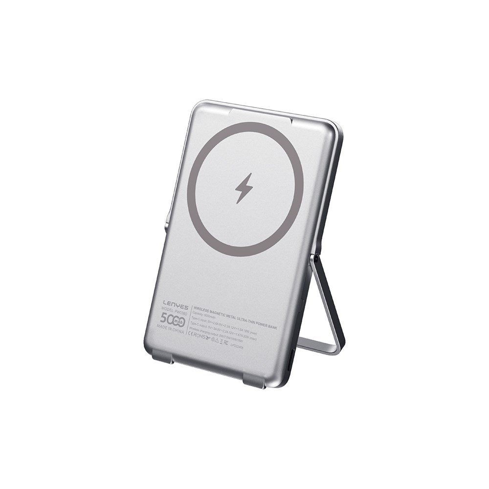 Lenyes PW038D 20W Ultra İnce Standlı Wireless Powerbank 15W 5000mAh