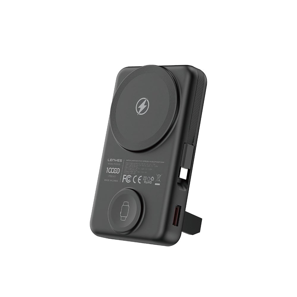 Lenyes PW1003D 22.5W Dijital LED Ekranlı Akıllı Saat Kablosuz Şarj Özellikli Standlı Wireless Powerbank 15W 10000mAh