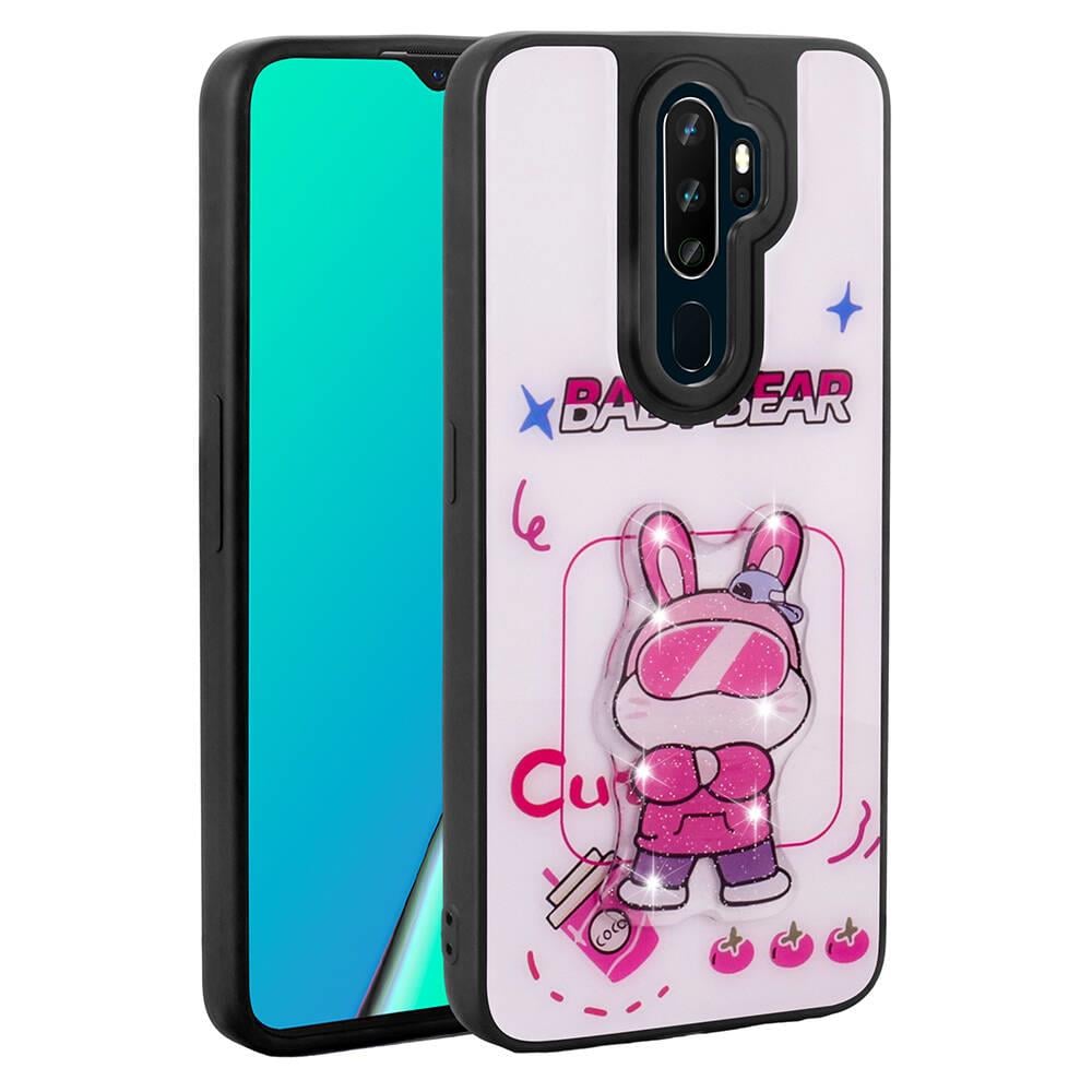 Oppo A5 2020 Kılıf Parlayan Kabartmalı İkonik Figürlü Zore Amas Silikon Kapak