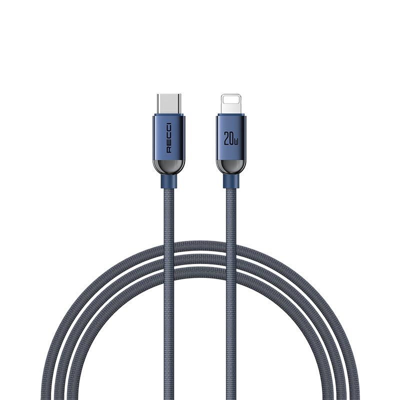Recci RS09CL PD Crystal Serisi 30W Hızlı Şarj Özellikli Type-C To Lightning PD Kablo 1.2M