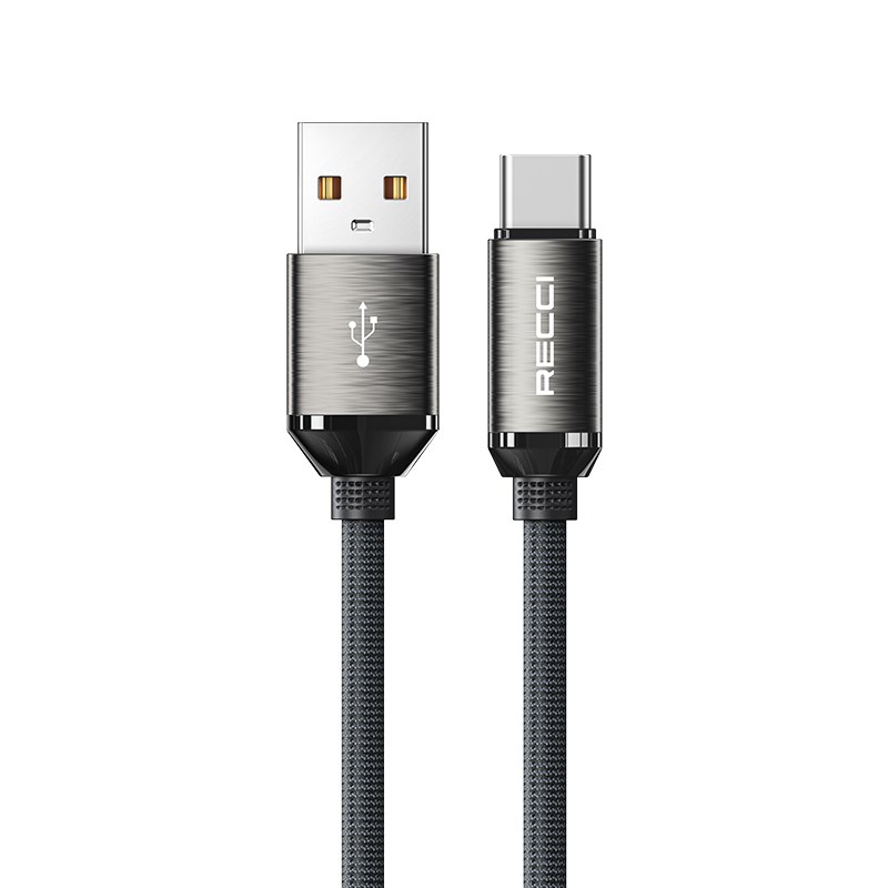 Recci RS35C USB-A to Type-C Örgü Tasarımlı Hızlı Şarj Özellikli Data ve Şarj Kablosu 1M