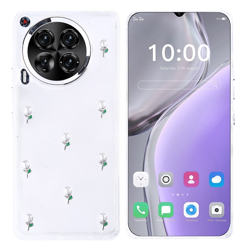 Tecno Camon 30 4G Kılıf Airbag Tasarımlı Simli Şeffaf Zore Kutup Kapak
