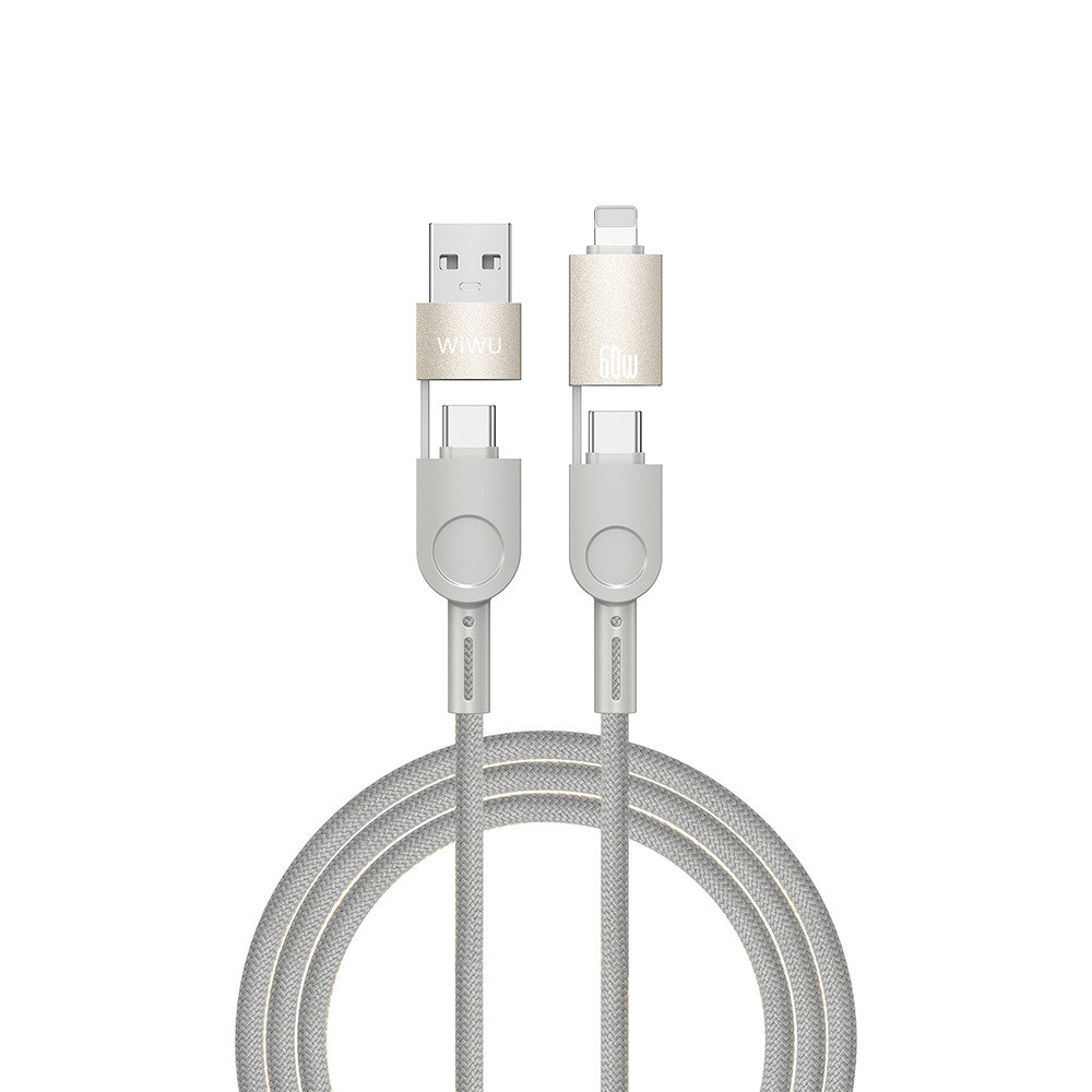 Wiwu 4in1 Raptor Serisi Çoklu USB-A + Type-C to Type-C + Lightning Şarj ve Data Kablosu 60W 200cm