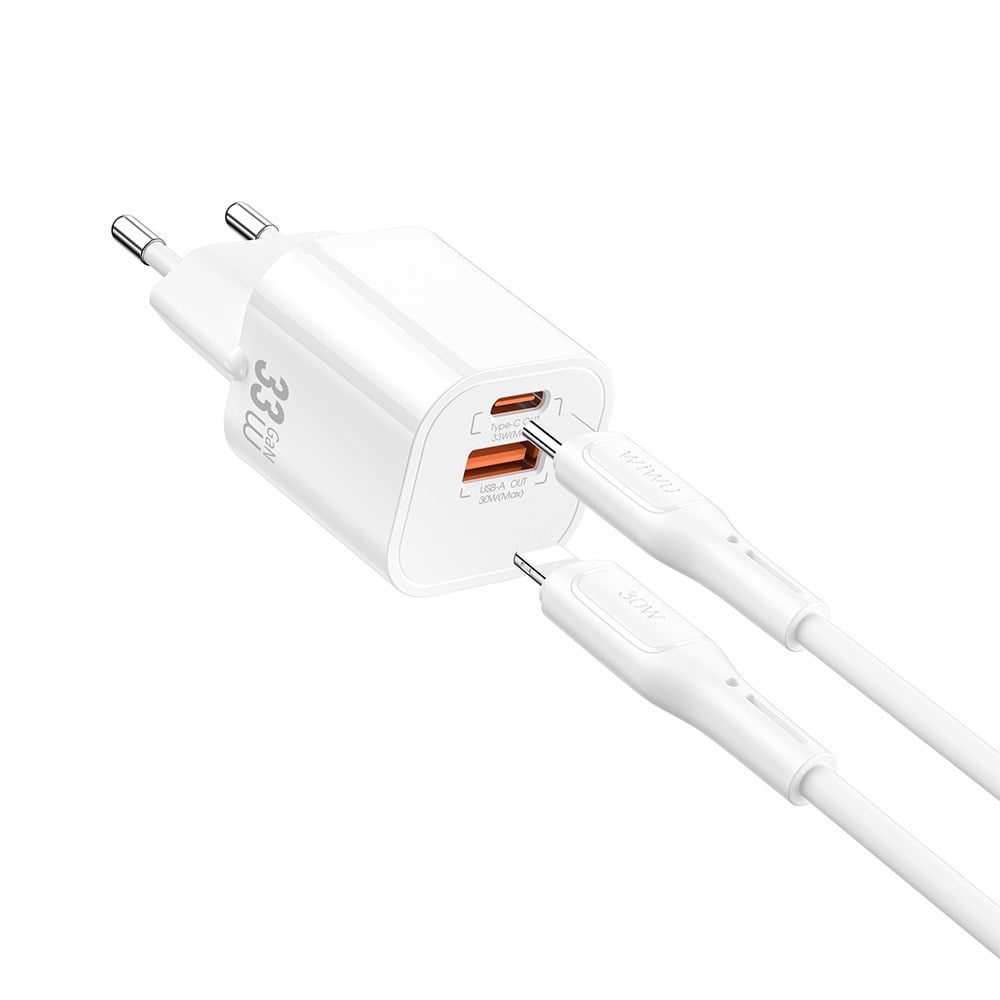 Wiwu Wi-G018 Cube Serisi Type-C to Lightning GaN Tech PD Hızlı Şarj Özellikli Kablolu Şarj Seti 33W