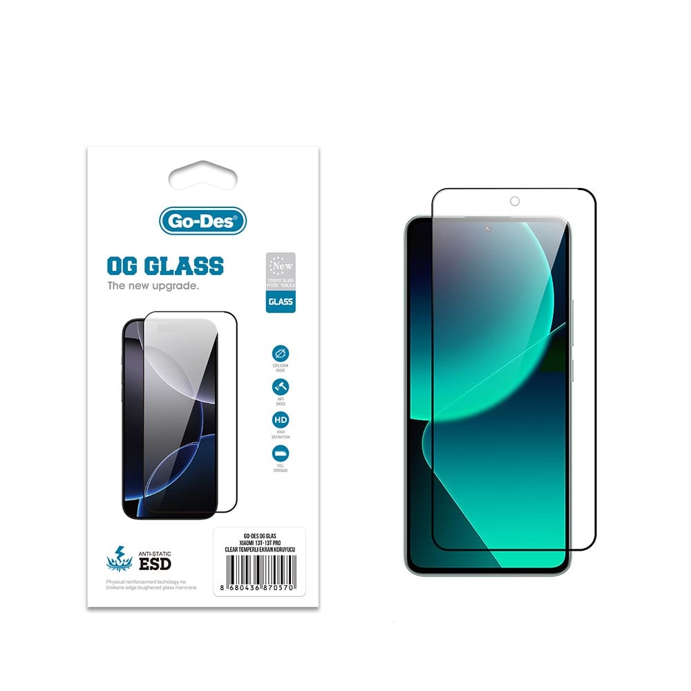 Xiaomi Mi 13T Pro Go Des OG Glass Antistatik Temperli Cam Ekran Koruyucu