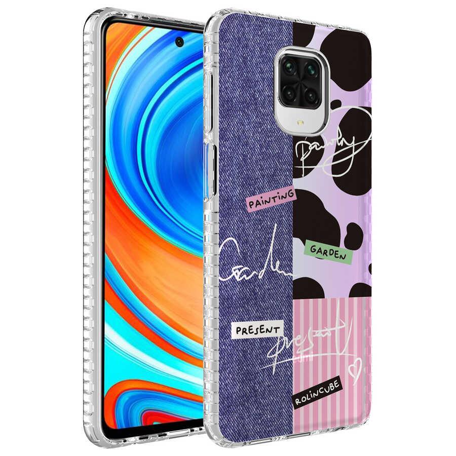 Xiaomi Redmi Note 9S Kılıf Airbag Kenarlı Renkli Desenli Silikon Zore Elegans Kapak