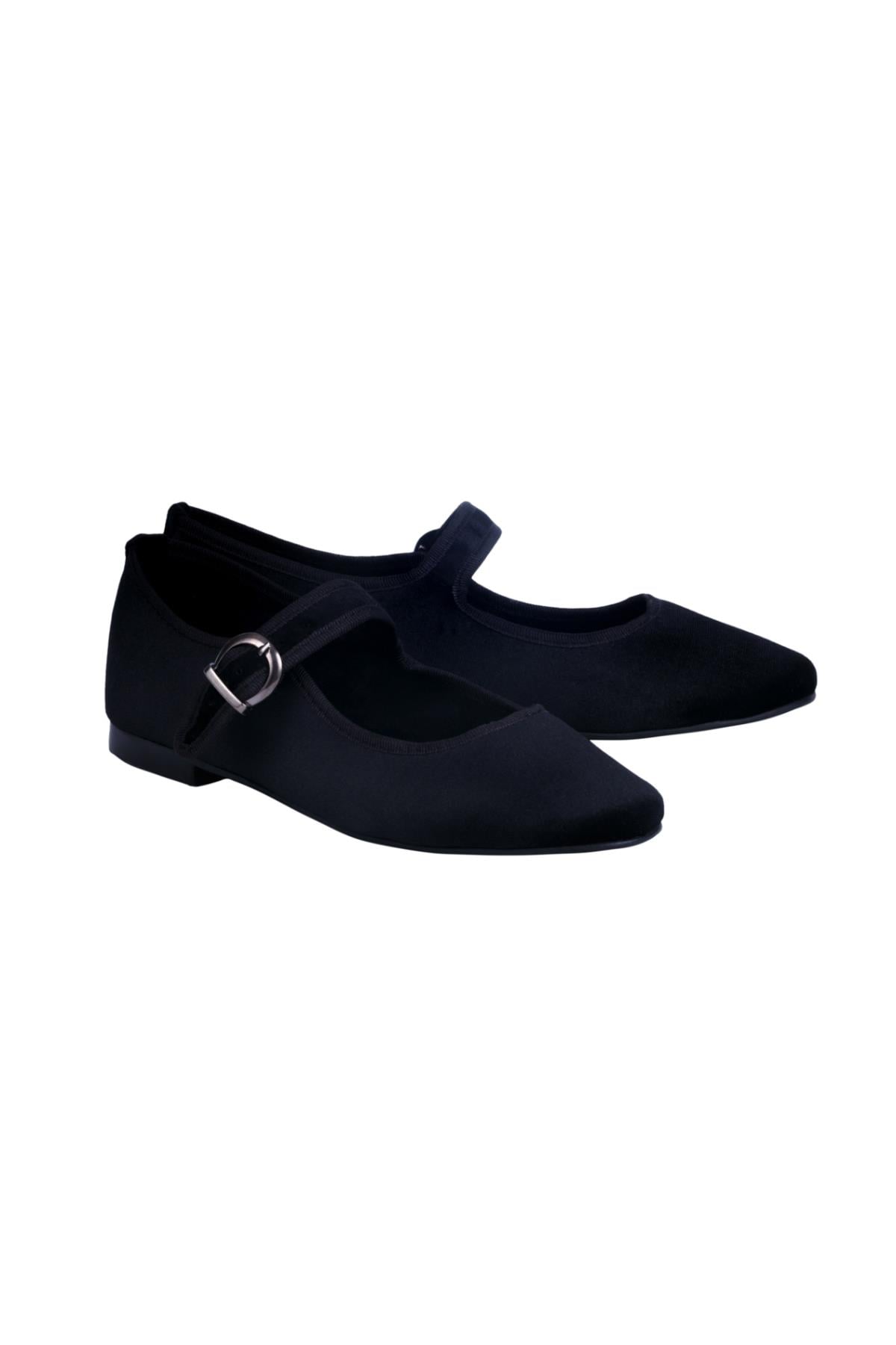 Black Velvet Mary Jane Flats