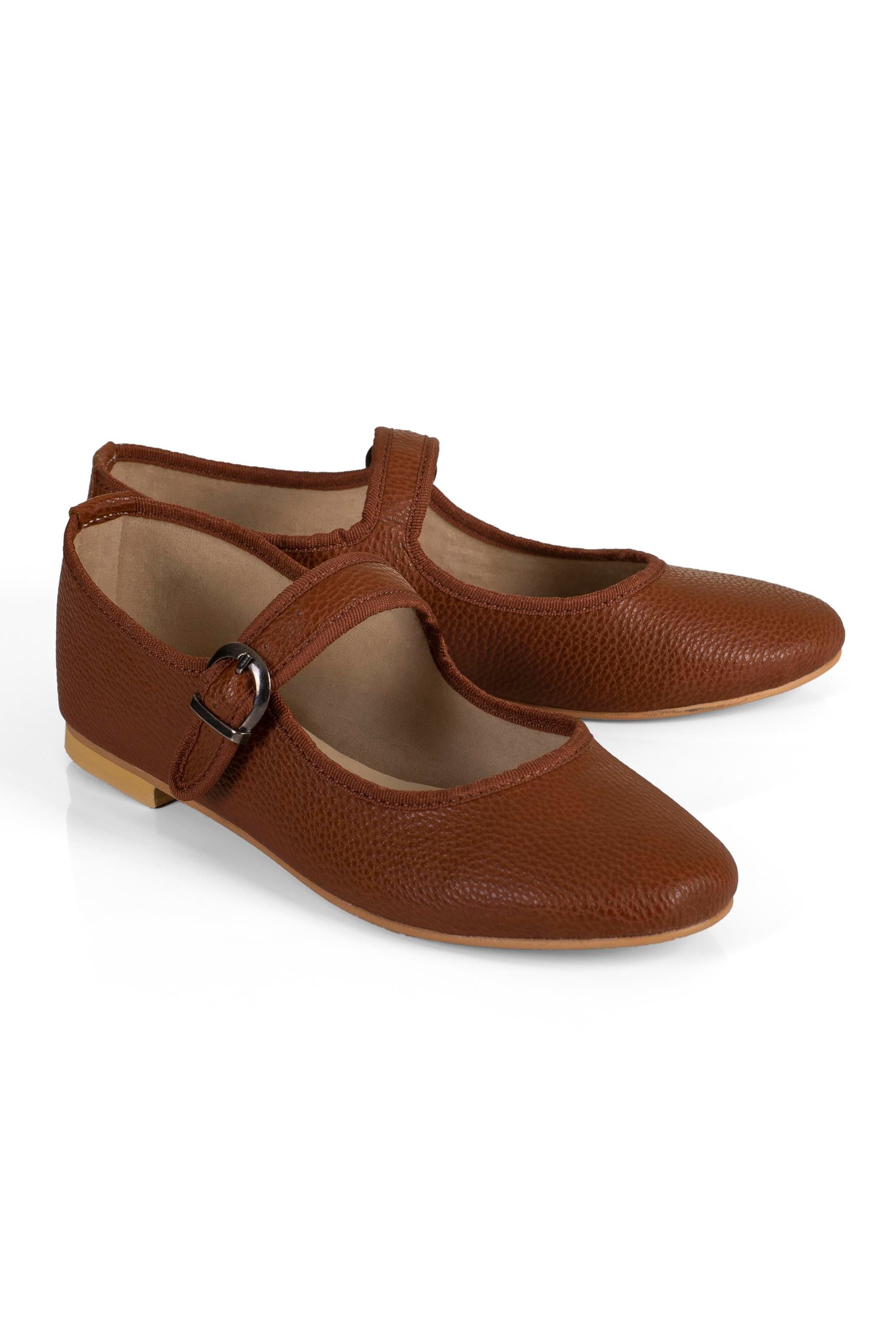 Brown Vegan Mary Jane Flats
