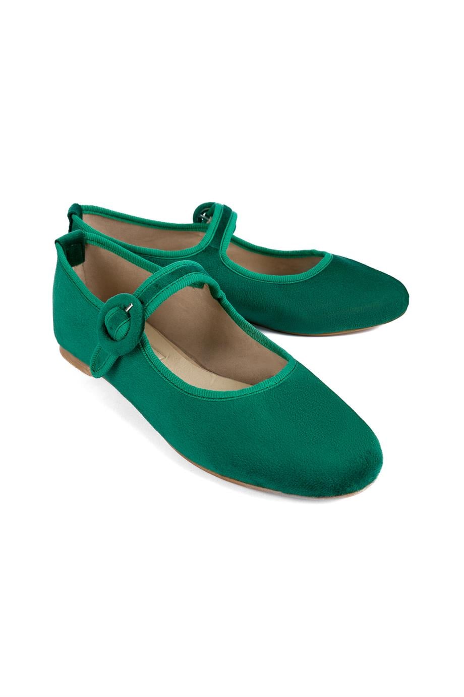 Green Velvet with Fabric-Covered Buckle