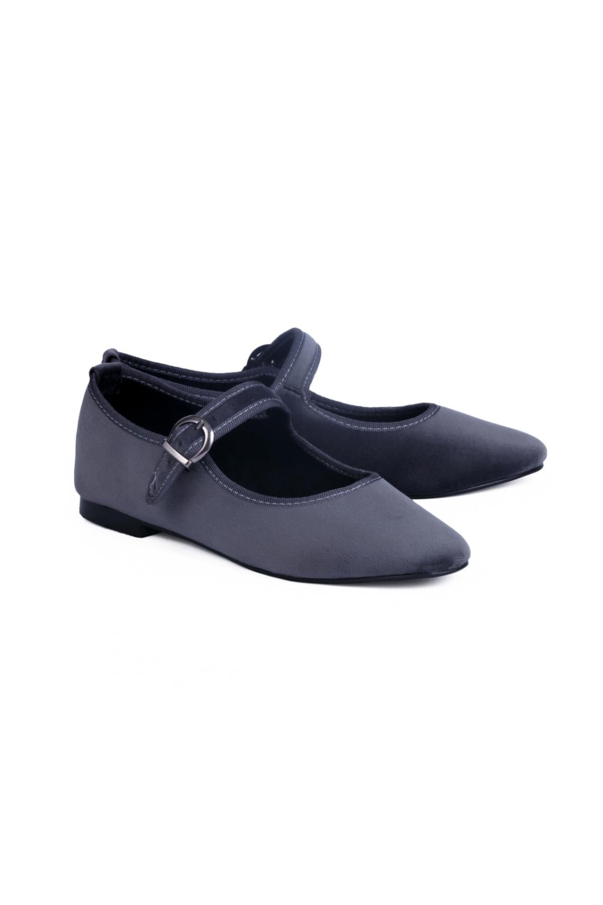 Grey Mary Jane Flats